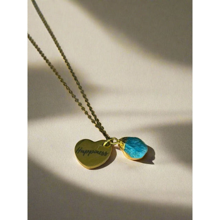 Turquoise Stone Engraved Handmade 18 Karat Gold Plated Necklace: A Token of Happiness