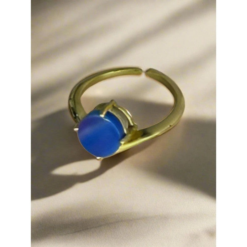 Twilight Sparkle: Handcrafted 18 Karat Gold-Plated Blue Opal Ring