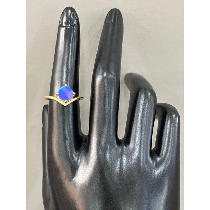 Twilight Sparkle: Handcrafted 18 Karat Gold-Plated Blue Opal Ring