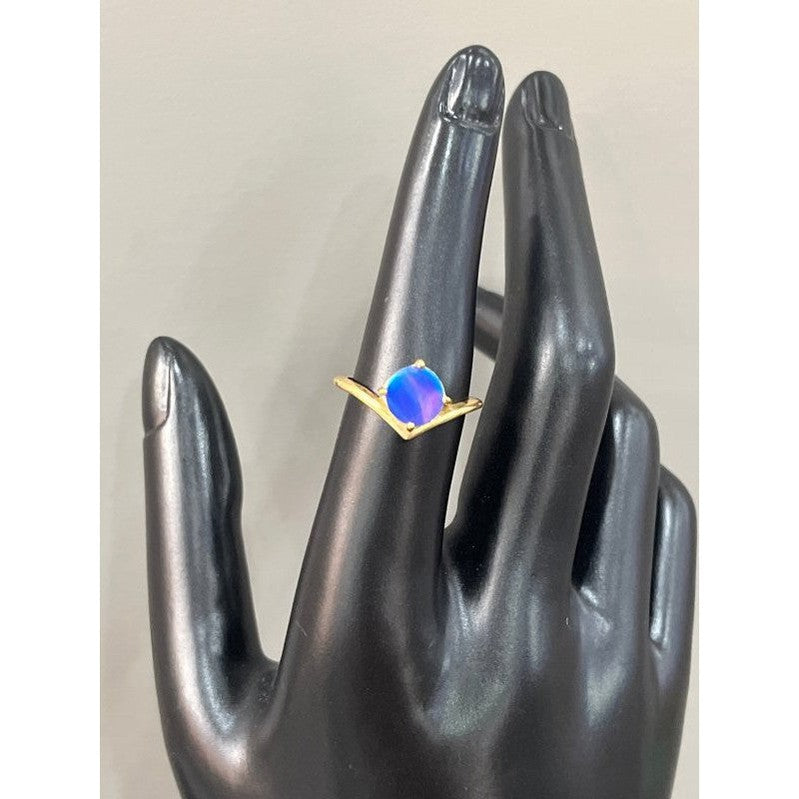 Twilight Sparkle: Handcrafted 18 Karat Gold-Plated Blue Opal Ring