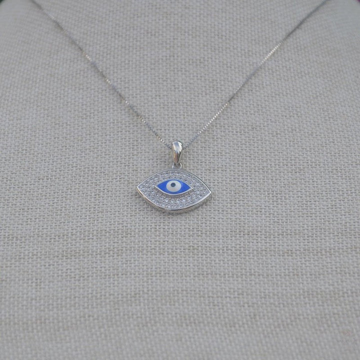 Zircon Eye and Evil Eye Pupil Silver Pendant