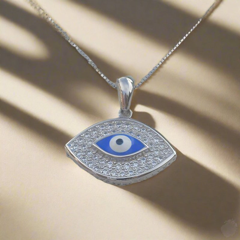 Zircon Eye and Evil Eye Pupil Silver Pendant