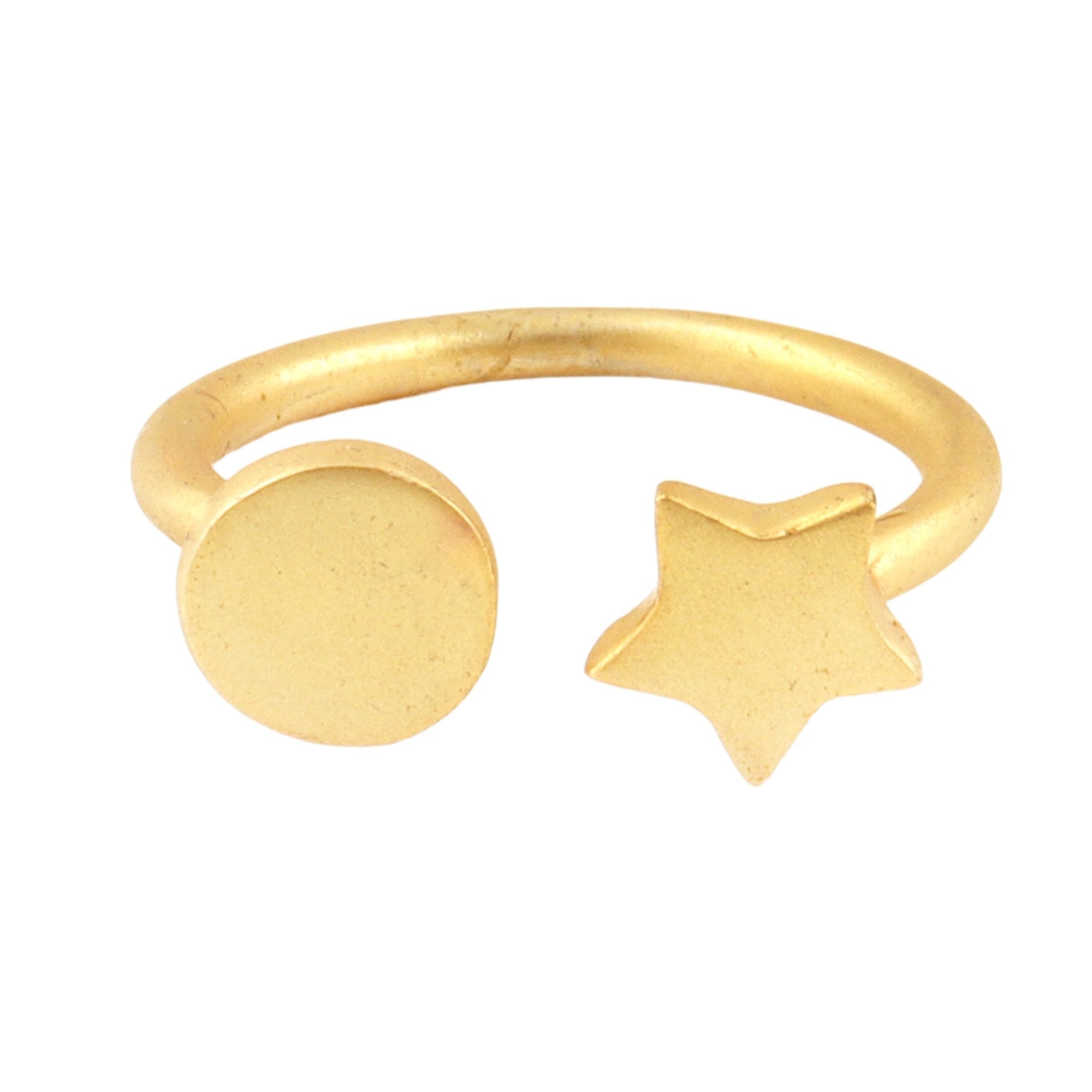 Handcrafted Adjustable Gold-Plated Ring with Circle and Star - SBJ