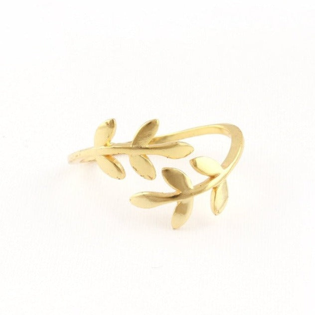 Elegant Plain Brass Floral Ring - Gold Plated Statement Jewellery - SBJ