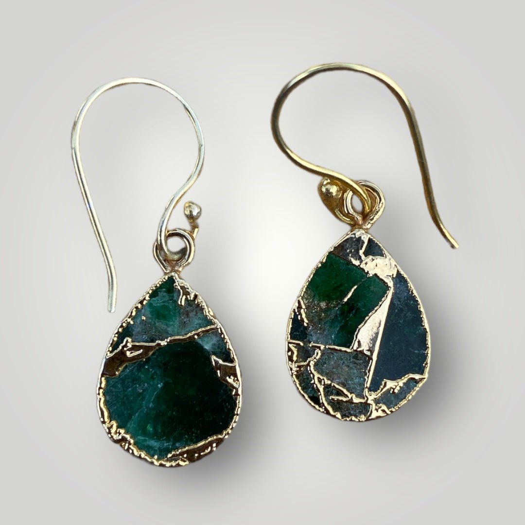 Elegant Teardrop Gold-Plated Earrings with Mohave Stones - SBJ