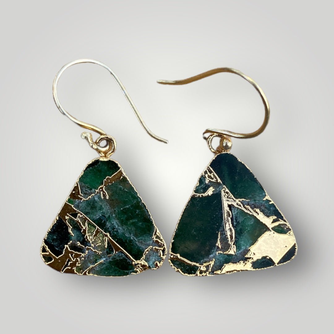 Mohave Triangular Stones Gold-Plated Earrings - SBJ
