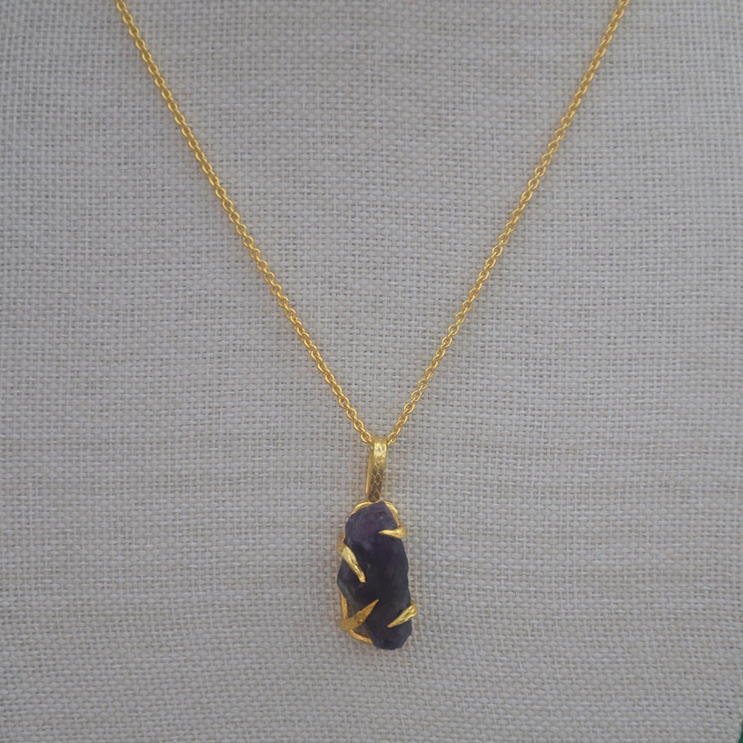 Gold Plated Necklace with Amethyst Pendant - SBJ