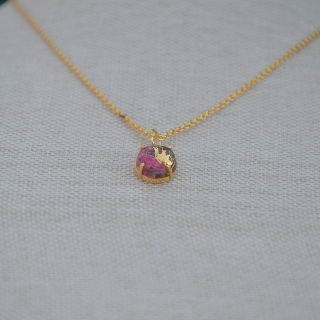 Gold Plated Necklace with Red Mohave Stone - SBJ