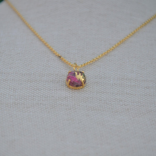 Gold Plated Necklace with Red Mohave Stone - SBJ