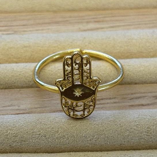 Golden Protection: Gold Plated Hamsa Hand Blessing - SBJ