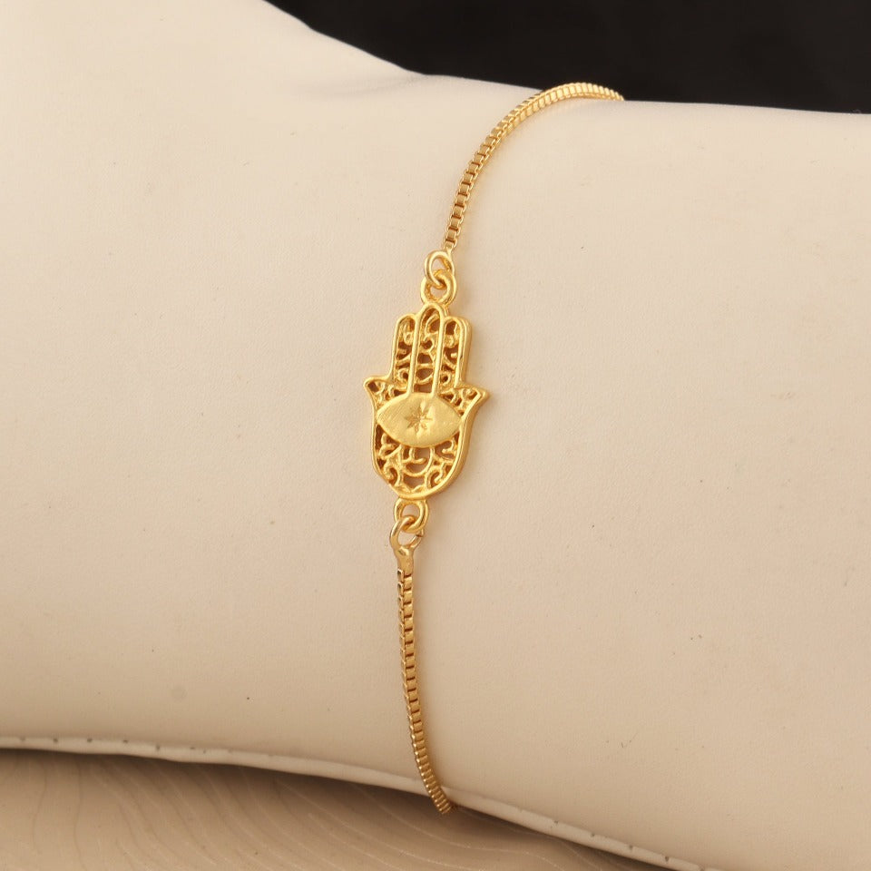 Golden Protection: Gold Plated Hamsa Hand Blessing - SBJ