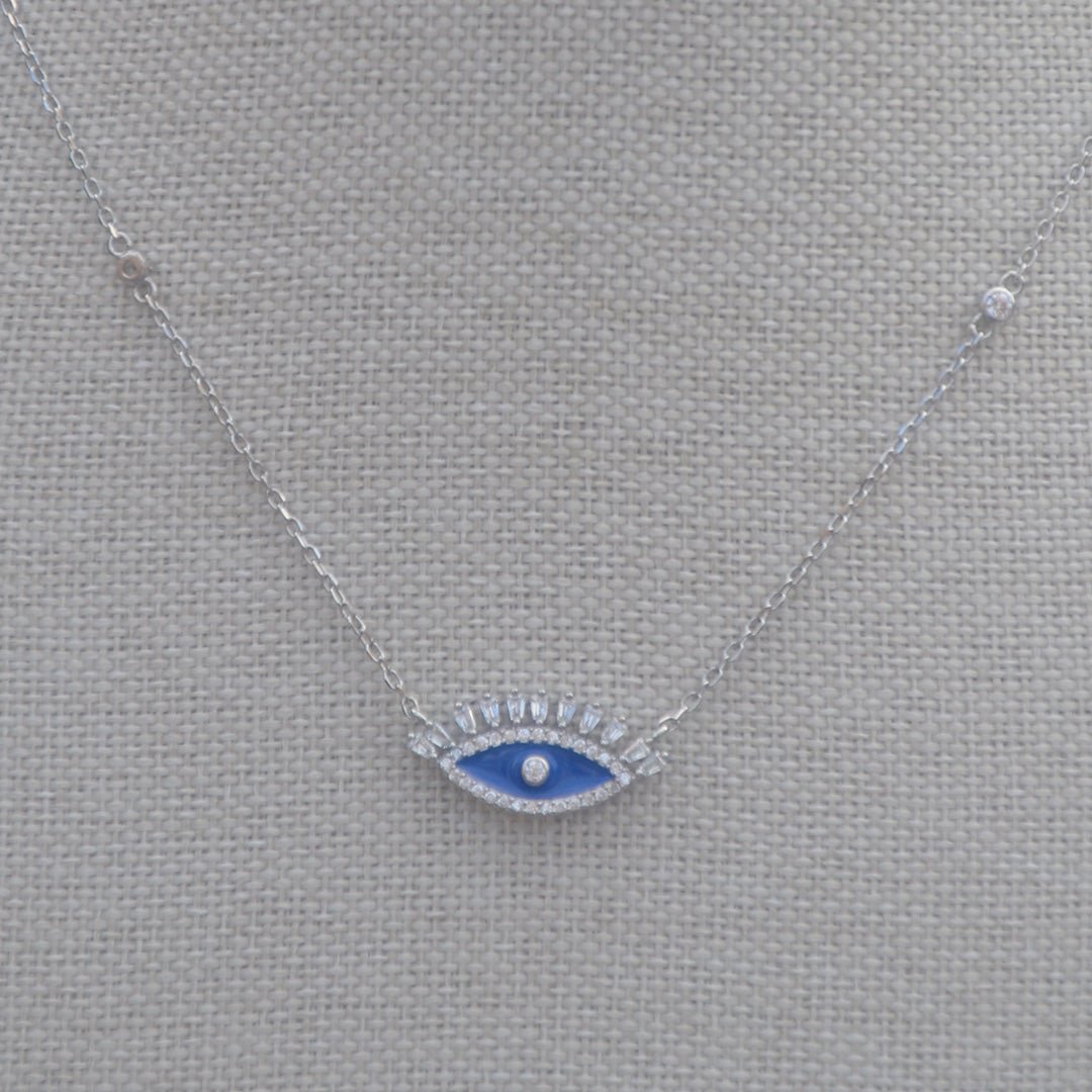 Sterling Silver Evil Eye Necklace - SBJ